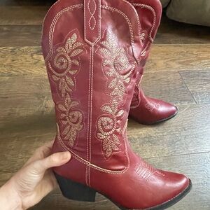 Women's Red Embroidered Western Boots